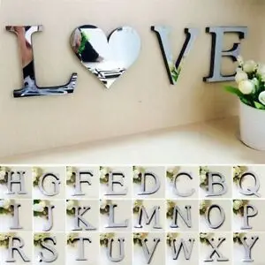 DIY鏡面英文字母組合牆貼 26個英文字母貼 3d立體自粘創意門牌 家居裝飾牆貼紙 亞克力鏡面