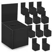 12-Pack Raffle Box Donation Box for Fundraising, Ballot Box Cardboard Box with Ticket Slot and Removable Title Box Black