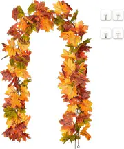 Lertenys Pieces Artificial Leaves Fall Wreath, Maple Leaves Vine Artificial Climbing Maple Fake Hanging Plant for Fall Wedding Party Fireplace and ...