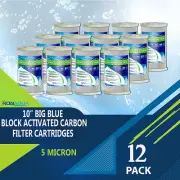 12 pcs Big Blue CTO Carbon Block Water Filters 4.5" x 10" Whole House Cartridges