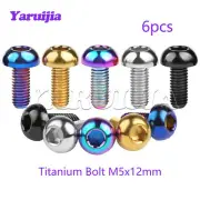 6pcs Titanium Bolt M5x12mm Flat Button Hex Screws for Bicycle Disc Brake Rotor
