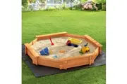 Keezi Kids Sandpit Wooden Round Sand Pit with Cover Bench Seat Beach Toys 182cm