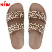 Latte Leopard - Double Strap Slides