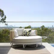 Cannes Outdoor Round Aluminium and Rope Daybed Sun Lounge - Outdoor Daybeds