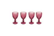 4PK Casa Domani Gabriella Wine Goblet Glasses Elegant High Quality - Pink