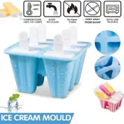 Silicone Ice Cream Mould Block 6 Cavity Frozen Molds Icy Pole Jelly Ice Lolly AU