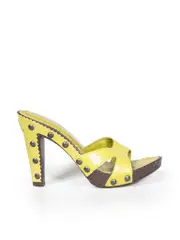 Yves Saint Laurent Rive Gauche Green Leather Studded Mules