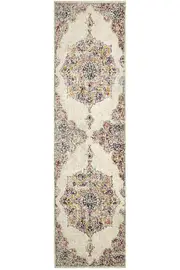 Maya Ivory Medallion Transitional Hallway Runner