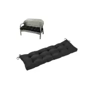 Outdoor Loveseat Cushion Outdoor Bench Cushion Long Seat Pad with Ties for Indoor Outdoor Furniture-Black
