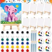 Valentines Day Gifts for Kids - 24 Set Mini Canvas Acrylic Painting Kit with Valentines Day Cards, Wood Easel, Canvases for Boy Girl Kids Ages 8-12 4-8 Exchange Gift School Classroom Prize Party Favor