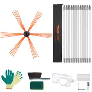 12 m Chimney Sweep Kit, w/ 12 Reinforced Nylon Flexible Rods, Ergonomic Chimney Cleaning Brush, 360-Degree Brush Chimney Cleaner, Rich Accessories for Fireplace Flue Home Use Fits most