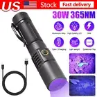 UV 365NM Black Light Flashlight Rechargeable Torch Security Checking Detection