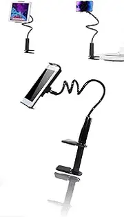 Universal 360º Phone Holder with 75 cm, Adjustable Desk Mount for Cell Phones, Rotates Freely, Secure Grip, Black