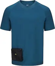 [REYSHIONWA] Men's Hiking Shirt Short Sleeve Quick Dry Sun Protection Shirt with Pockets