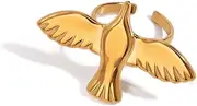 [OIDIMS] Unique Peace Dove Stackable Open Rings For Women Men Stainless Steel Personalization Vintage Flying Animal Bird Pigeon Adjustable Finger Band Knuckle Joints Trendy Comfort Fit Jewelry Gift