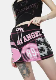 [Jaded London] Angel Print Patchwork Mini Skirt