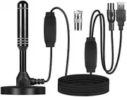 MEgegulo high-definition portable indoor/outdoor TV Aerial, 360 ° receiving high gain free TV Aerial, TV antenna supports 4K 1080P VHF/UHF, HDTV dual amplifier signal enhancer, with magnetic base.