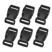 Suitcase Backpack Bag Strap Plastic Side Quick Release Buckle Black 15mm 6pcs