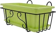 GANAZONO 1Set Rectangular Hanging Flower Pot Planter Balcony Vegetable Planting Box with Stand and Tray Railing Flowerpot for Outdoor Gardening