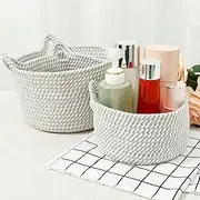 Woven Baskets for Storage Cute Cotton Rope Basket Decorative Woven Storage Basket for Organizing Multifunctional Storage Baskets for Living Room Bedroom Dining Room (03)