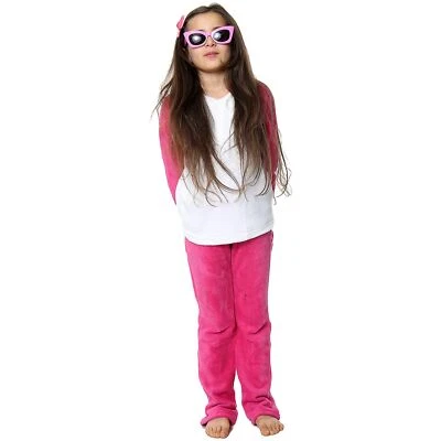 Girls Pink Pyjamas Soft Fleece PJs 2 Piece Flannel Set Lounge Kids Suit Age 2-13