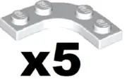 LEGO 5 New White Plates Round Corner 3 x 3 with 2x2 Curved Cutout 68568 WH1