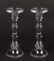 Candle Holders Clear Glass for Taper or 3" Pillar Candle 4.5"Dx11.5"High Set/2
