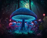 Mushroom UV tapestry, Blacklight Reactive, Psychedelic Tapestry, Trippy Art