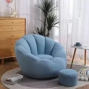 UYSOFRCV Bean Bag Chair Cover (No Filler), Premium Cotton Canvas Lazy Sofa Microsuede Double Stitched Durable Zipper Lounger Seat for Kids Adults Extra Large,Sky Blue