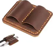 Leather Double Pen Clip - Pen Pencil Holder - Double Pen Clip Vintage PU Traveling Notebook Pen Holder, Anti Lost Pen Organizer For Notebook Journal