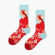 [pants & sox] Blue Portrait Colorful Casual Socks