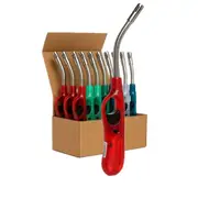 12x Clear Flexible Gas Lighter for BBQ Kitchen Cigarette w/ Safety Lock - Assorted Colours