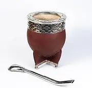 Generic Yerba Mate Gourd with Stainless Steel Bombilla - Handmade Mate Gourd, Mate Drinking Cup, Pumpkin Mate Gourd, Yerba Mate Set, Argentina, Imperial Premium (Brown), Large