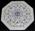 12 Inches Floral Art End Table for Restaurant Decor Marble Coffee Table Top