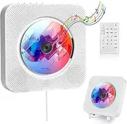 TODANGAI Wall Mountable Portable CD Player with Pulling Switch, Bluetooth CD Player with Modern Mode Lights, Home CD Players with Remote Control and Rack, Full Band FM Radio, USB, AUX Input Output.