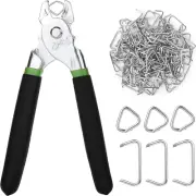 Hog Ring Pliers Kit, 110 Pack 3/4"Galvanized Hog Rings with 1 Hog Ring Pliers...
