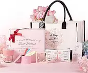 Christian Gifts for Women, Faith Gifts for Women, Spiritual Gift Set, Canvas Tote Bag Makeup Bag for Women, Bible Verse Jar (90) Gift Set