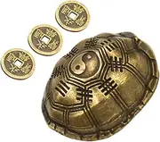 Cabilock 1 Set Turtle Shell Pendant Handicraft Decoration Chinese Fortune Telling Coin Home Adorn Turtle Shell Ornament Desktop Decoration Fortune Divination Game Props Zinc Alloy