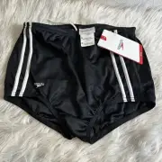 NWT vintage speedo mens swimsuit black white striped 30”