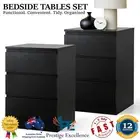 Oikiture Bedside Tables Set of 2 Side Table Storage Cabinet Nightstand Black NEW