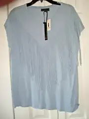 Ladies Fringe Top Blue Size Medium New