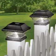 2-Pc Solar Post Deck Fence Cap Light LED Porch Patio Outdoor Waterproof Lamp Set