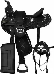 Western Synthetic Barrel Racing Equestrian Trail Horse Saddle With Accessories