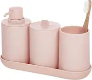 InterDesign 28731 Cade Bathroom Accessories Set, 4-Piece Sink Tidy, Blush