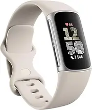 Google Fitbit Charge 6 Activity Tracker Includes a 6 Month Premium Membership, 7 Days Battery Life, Google Wallet and Google Maps, Porcelain/Aluminium Silver