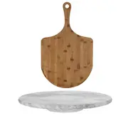 MasterPro Bamboo Pizza Peel and Davis & Waddell Marble Lazy Suzan Turntable