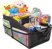 SURDOCA Car Seat Organizer for Front or Backseat, Travel Storage Accessories for kids, Backseat Organizer with Tray for Toys, Snacks, Cups, Books, Tissue, tidy and ​clean, Black