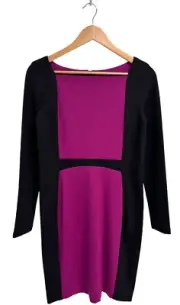 Narciso Rodriguez Women's Long Sleeve Black & Purple Bodycon Dress Size S