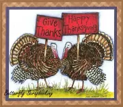 THANKSGIVING TURKEY PAIR THANKS Wood Mounted Rubber Stamp NORTHWOODS P10094 New