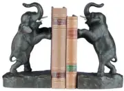 Bookends Bookend TRADITIONAL Lodge Standing Elephant Resin Hand-Cast